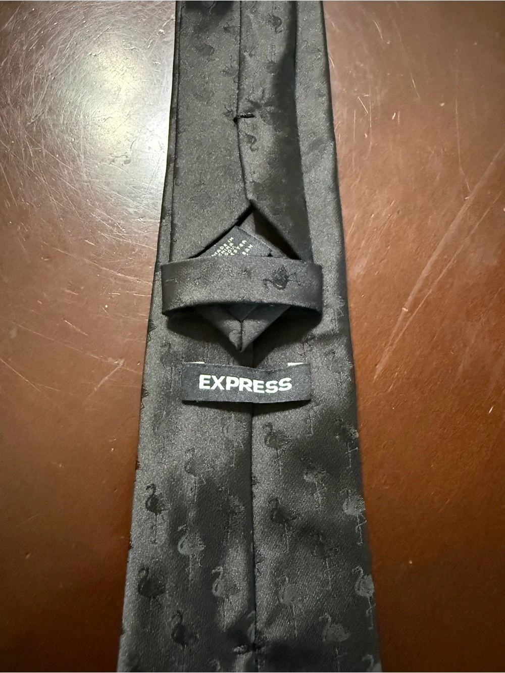 Express Black Jacquard Swan Pattern Silk-Blend Tie